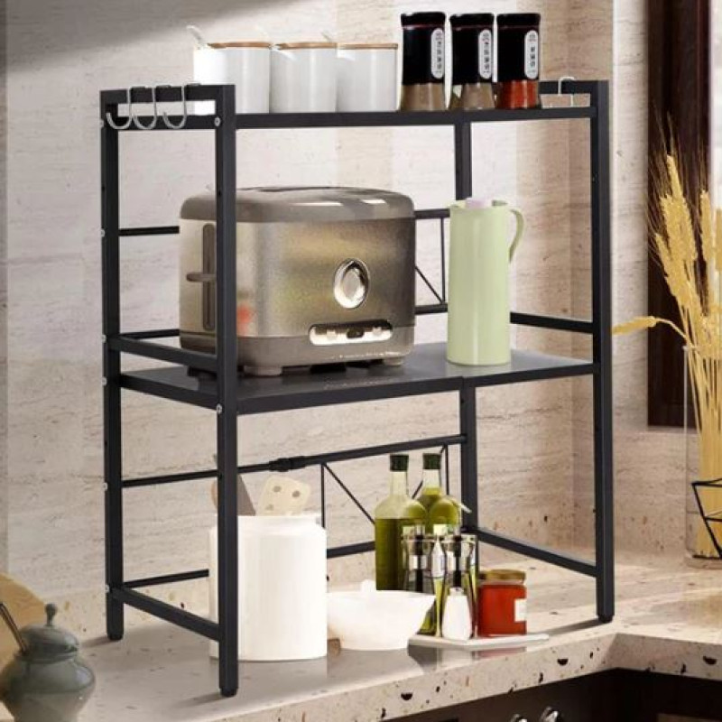 Double Shelf Metal Oven Rack Kitchen Organizer - Microwave Organizer ...