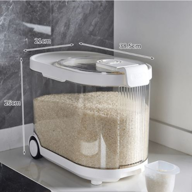 Sealed Rice Storage Container with Measuring Cup & Wheels - 9 Kgs - NY ...