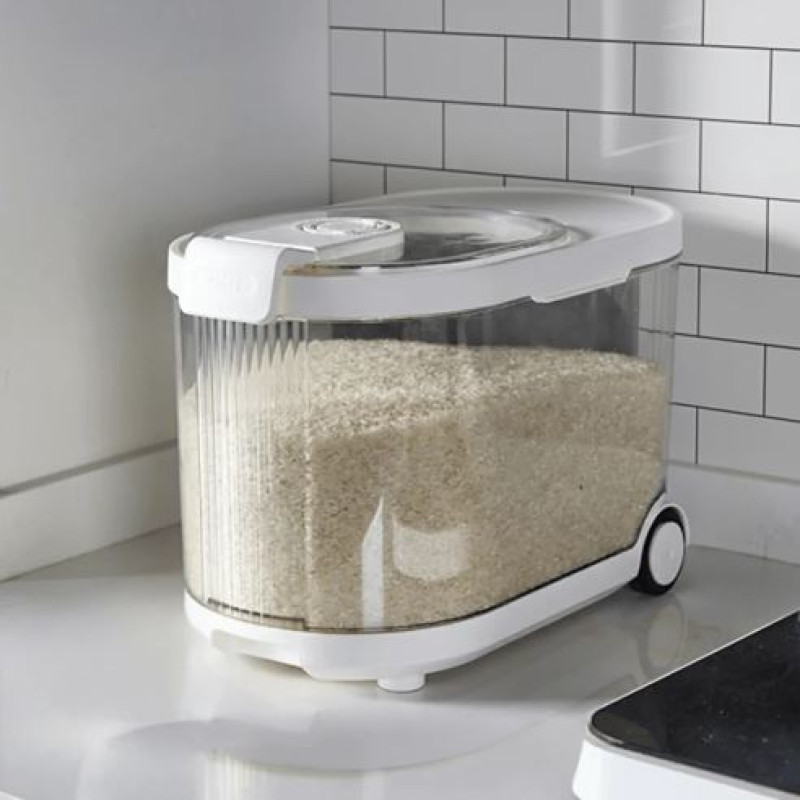 Sealed Rice Storage Container with Measuring Cup & Wheels - 9 Kgs - NY ...