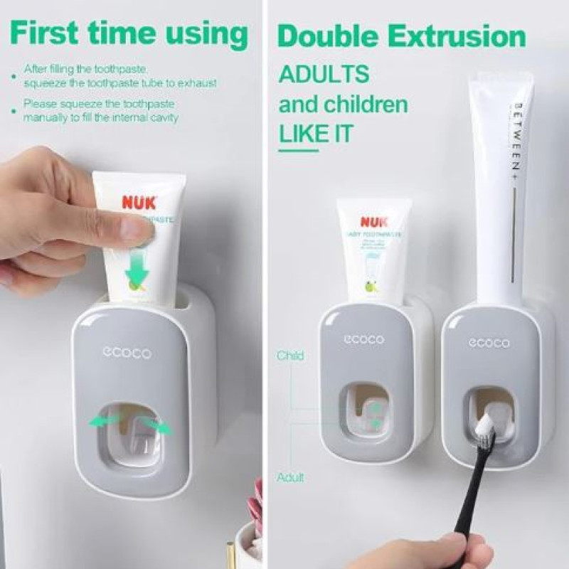 Ecoco Wall-Mounted Hands-Free Toothpaste Dispenser - Automatic ...