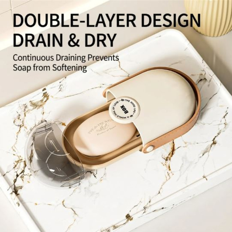 Portable Travel Soap Box with Lid - Anti-Leak Transparent ABS Soap Box ...