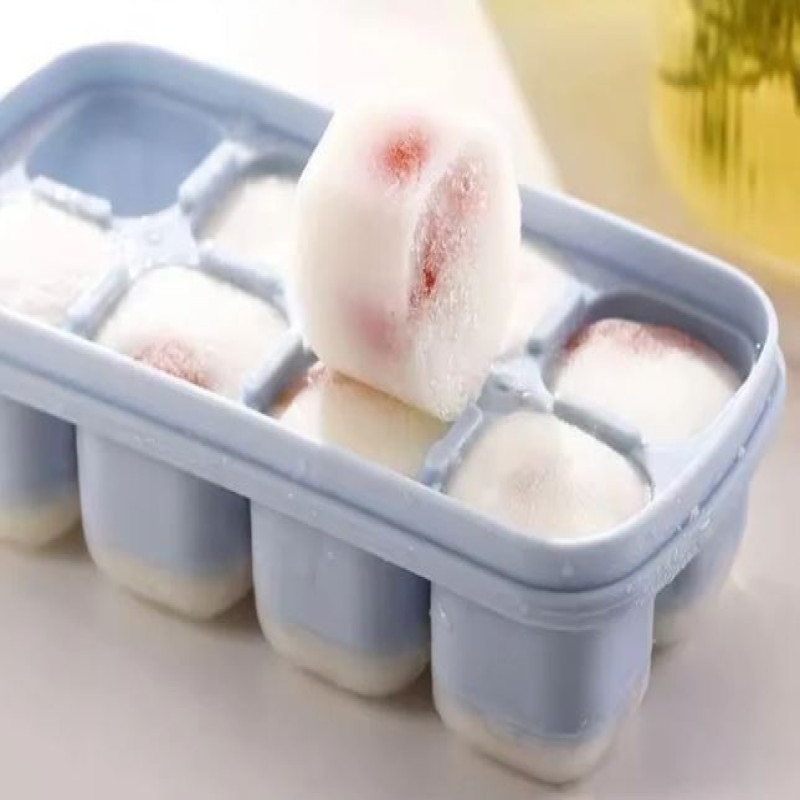 8 Grid Popup Ice Cube Tray, Square Soft Silicone Ice Cube Mold, Multi Grids Freezer Ice Cube Maker