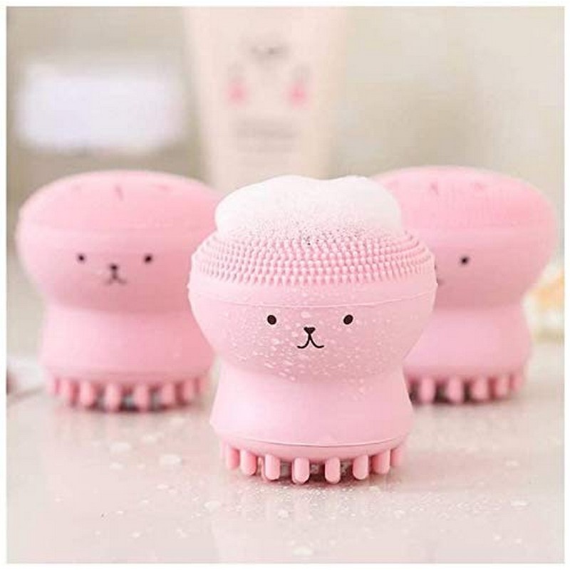 1 Piece Octopus Design Silicone Facial Cleansing Brush - Face Exfoliator Massager - All in One Deep Pore Cleansing Sponge and Soft Brush