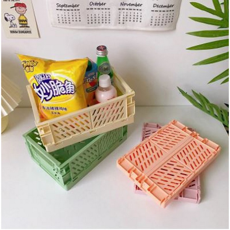 Mini Foldable Plastic Cosmetic Storage Box - Organizer Basket for Home and Office