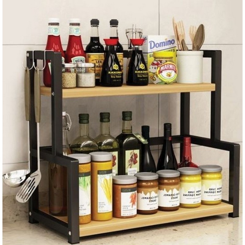 Multi-Layer High-End Table Spice Rack - Countertop Storage Organizer Shelf - Sauce, Oil, Bottle, Seasoning Rack