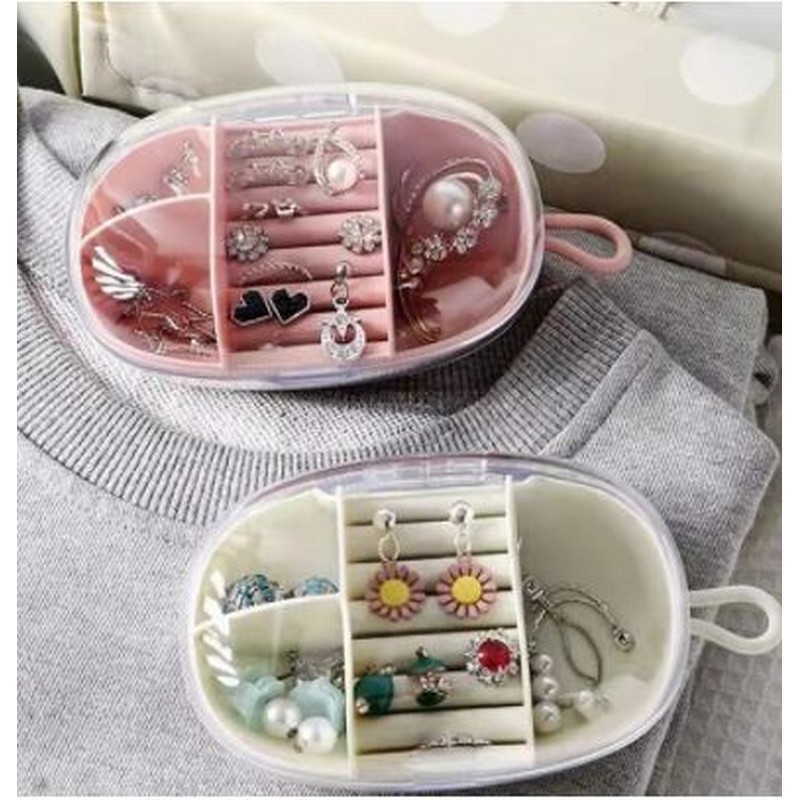 Portable Travel Mini Jewelry Box - Plastic Jewelry Organizer for Rings, Earring