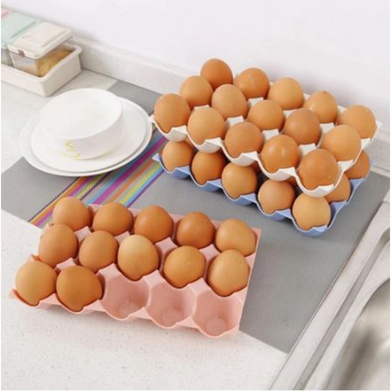 Colorful Wheat Straw 15 Eggs Tray Holders - 15 Cups Egg Trays, Egg Holder Container Keeper Storage Organizer