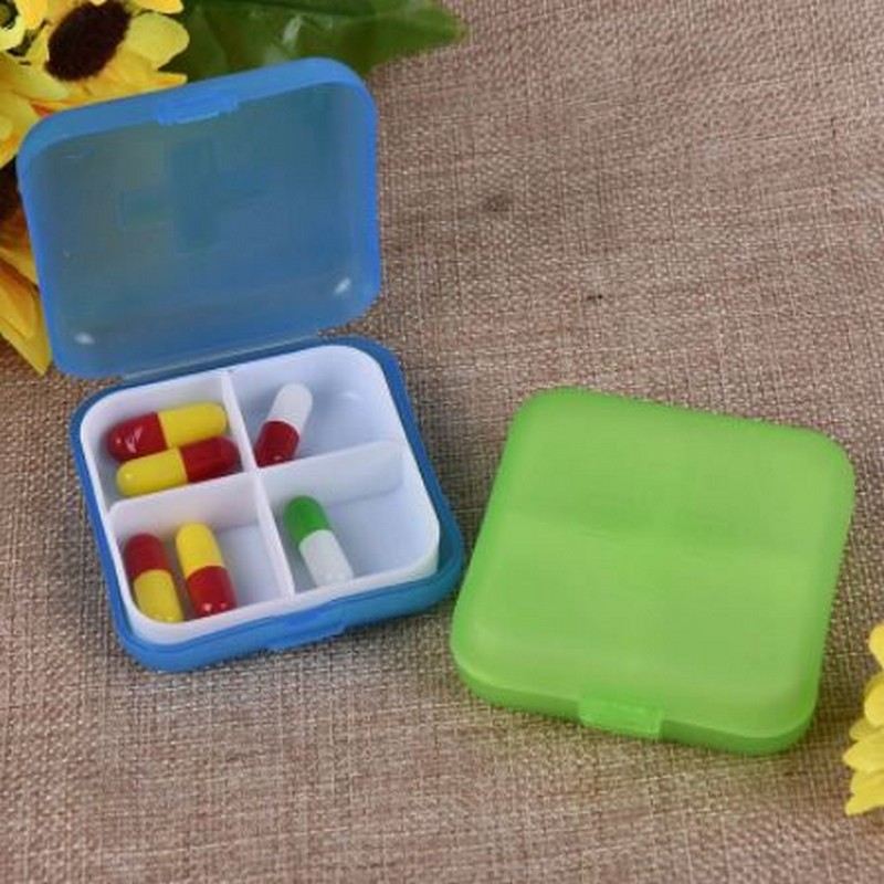 Pill Box 4 compartment - Medicine, Jewelry, Beads Organizer Mini Pill Cases Storage Box