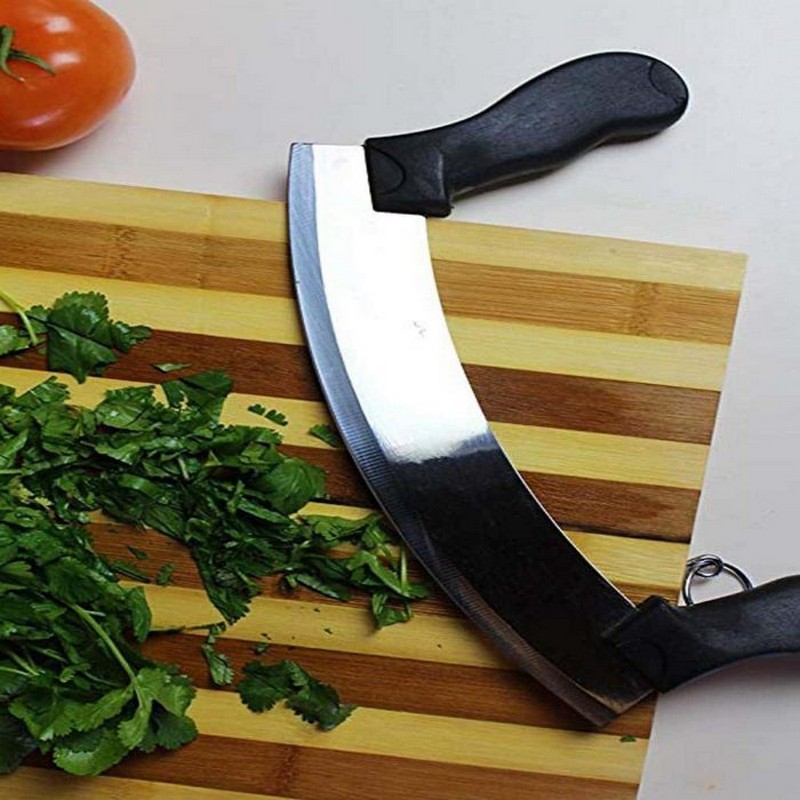 Half Moon Knife, Stainless Steel Knife, Mezzaluna Chopper/Knife (Pizza Cutter) 10 Inchâ€™
