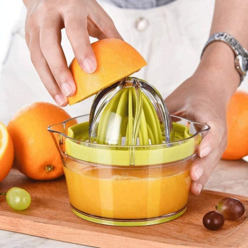 Manual Citrus Juicer + Grater - Lemon Orange Juicer Manual Hand Squeezer with Built-in Measuring Cup and Grater