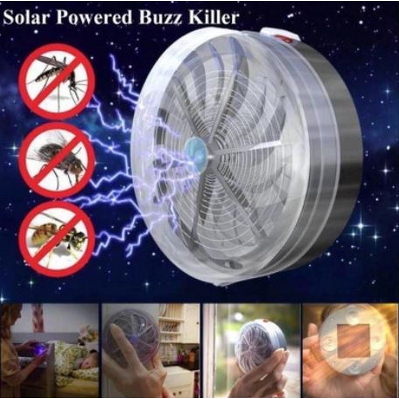 Solar Buzz Kill Zapper Killer Uv Light Fly Insect Bug Mosquito Lamp Home Kitchen