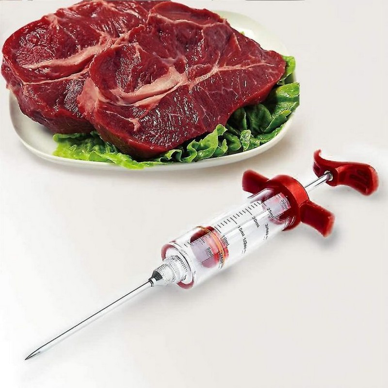 Injection Syringe Kit, Plastic Injector Syringe with Needle for Meat Marinade Sauce