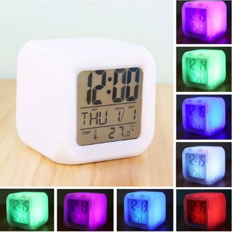 Dice Table Alarm Clock - Time and Temperature Digital Display Battery Operated Alarm Clock(Colorful)