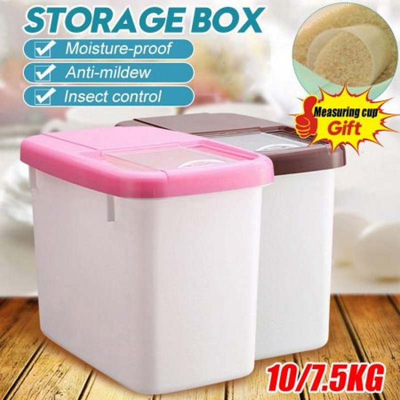 Buy 10kg plastic kitchen rice grain cereal food dispenser storage box ...
