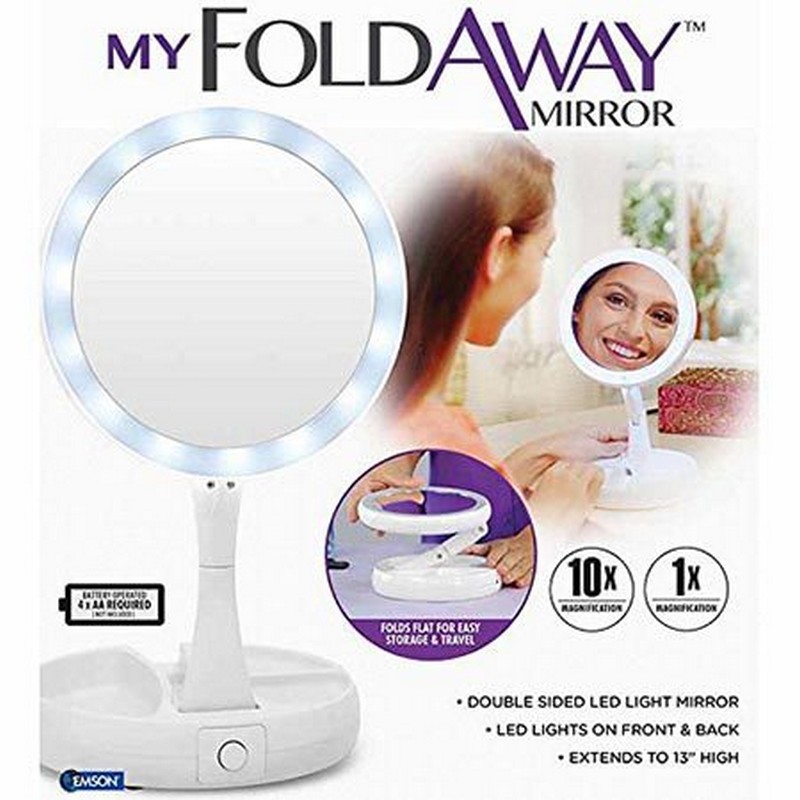 Foldaway Lighted Mirror Double Sided Vanity Mirror NY Store