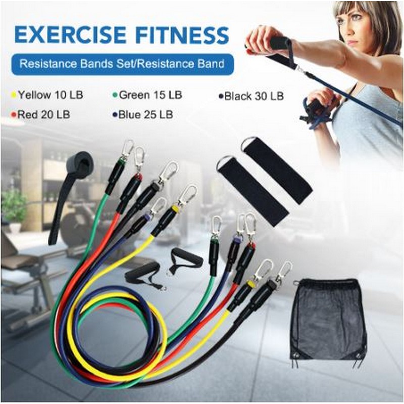 11Pcs Fitness Resistance Bands Set -  Elastic Bands for Workout-copy