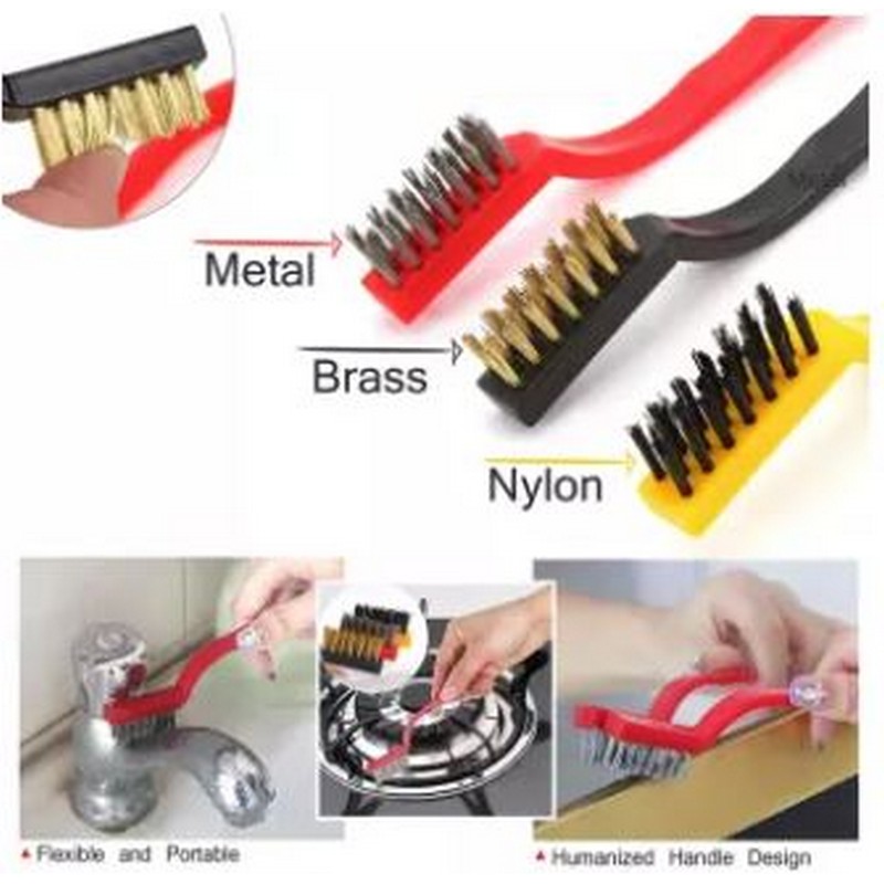 Wire Brush Kitchen Tool Set Of 3 Cleaning Brushes Car Kitchen Gas Stove Cleaning Tool