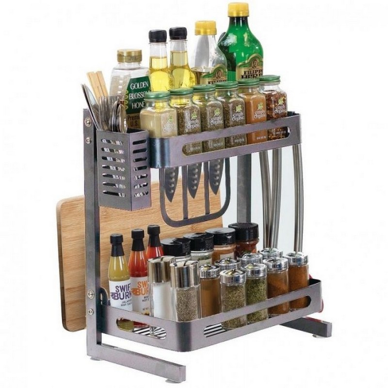 2 Tier Metal Spice Rack - Countertop Storage Organizer - NY Store