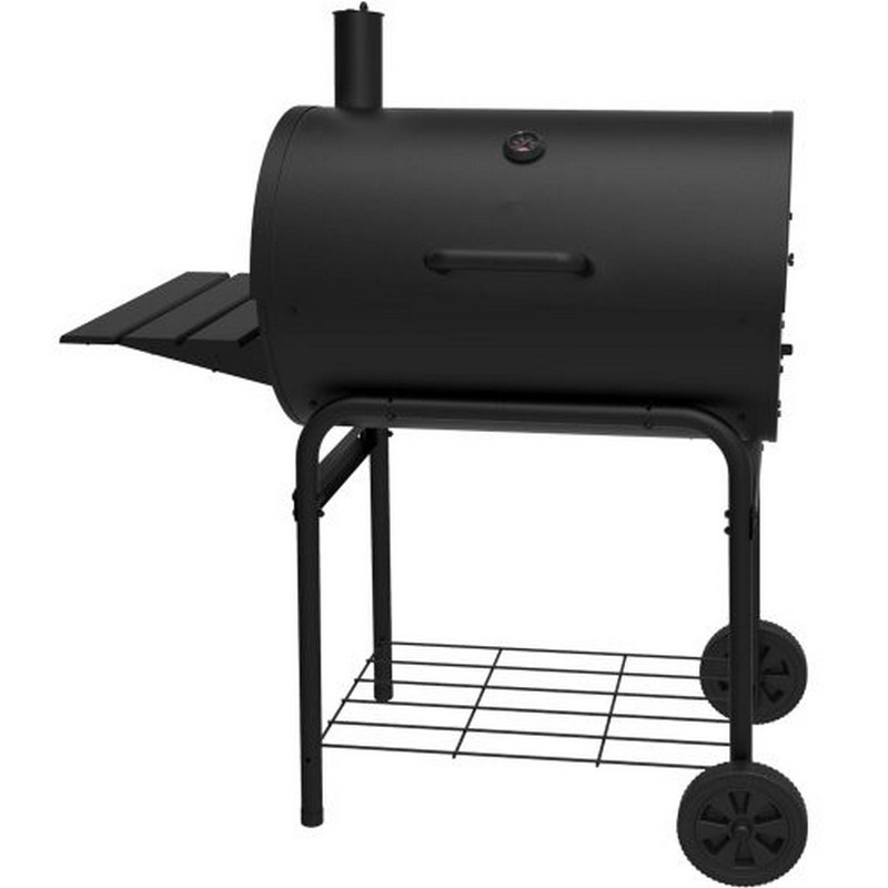 Large BBQ Grill Stand Barbecue Grill Outdoor Garden Heating Heat Smoker With Side Metal Stand Black