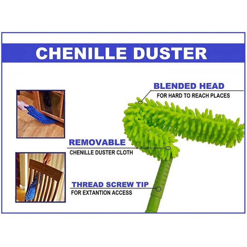 Foldable Multipurpose Microfiber Ceiling Fan Duster, Telescopic Pole Handle Flexible Brush