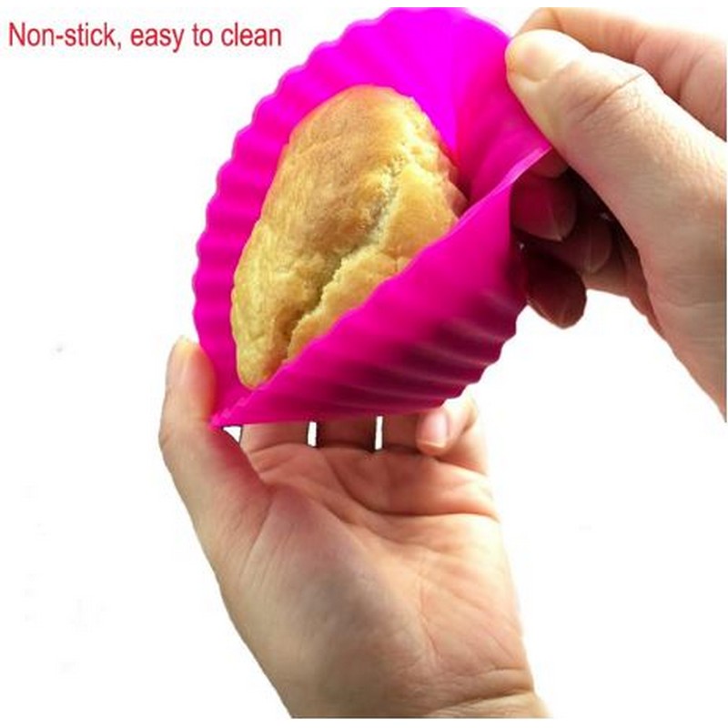 6 Pcs Cup Cake Mould Set Silicone - Multicolour Reusable Silicone Cupcake Moulds