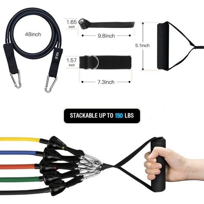 11Pcs Fitness Resistance Bands Set -  Elastic Bands for Workout-copy