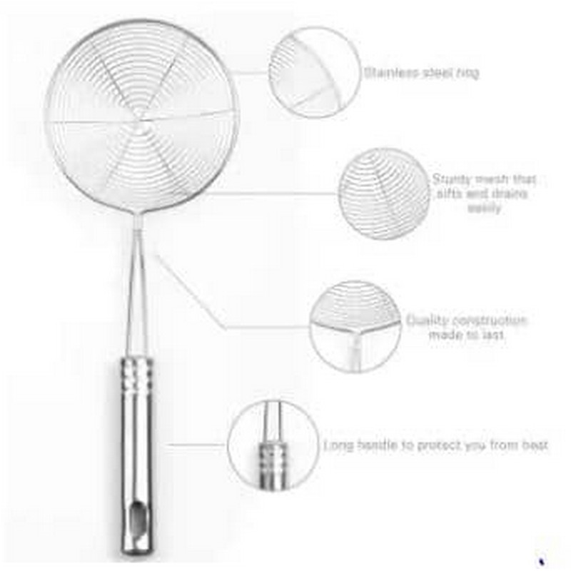 Buy deep frying strainer spoon mesh net strainer ladle long handle at