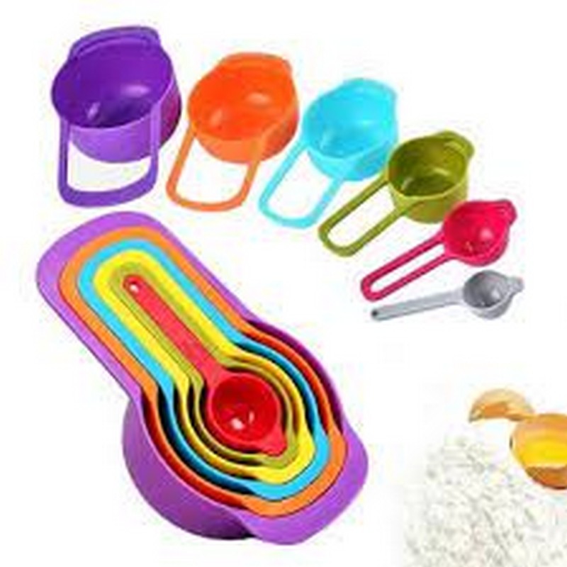 6 Piece Multi-Colored Measuring Cup And Spoon Set Baking Cooking Tools