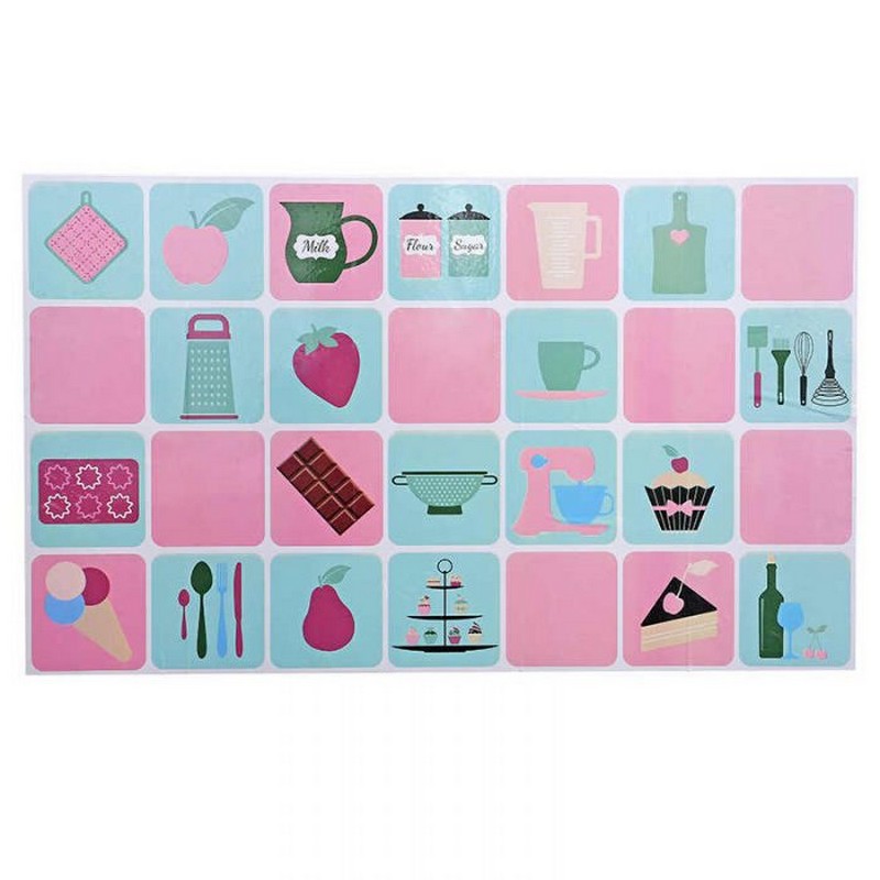 Oil Proof Stove Top Wallpaper Printed Kitchen Oil Resistant Self Adhesive Sticker (Blue)