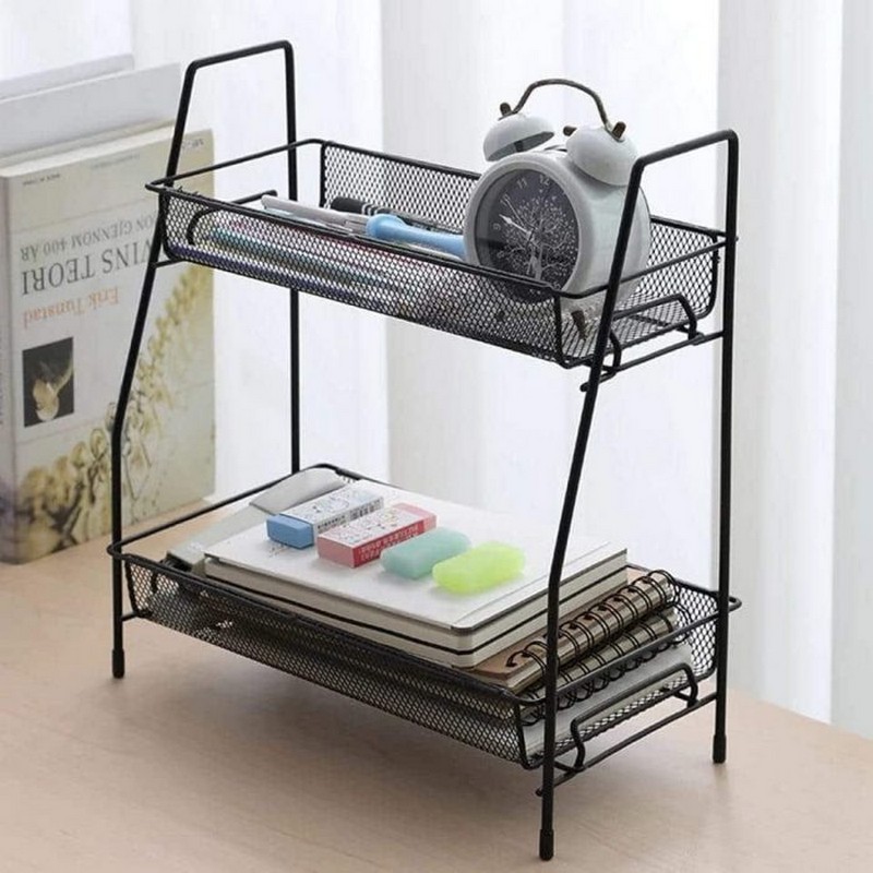 2 Layer Metal Stand Small Storage Rack for Kitchen, Bath Room, Bedroom and Office
