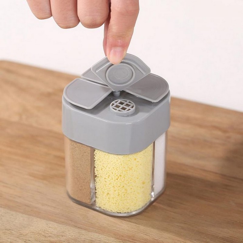 Salt And Pepper Shakers 4-Compartments Spice Dispenser