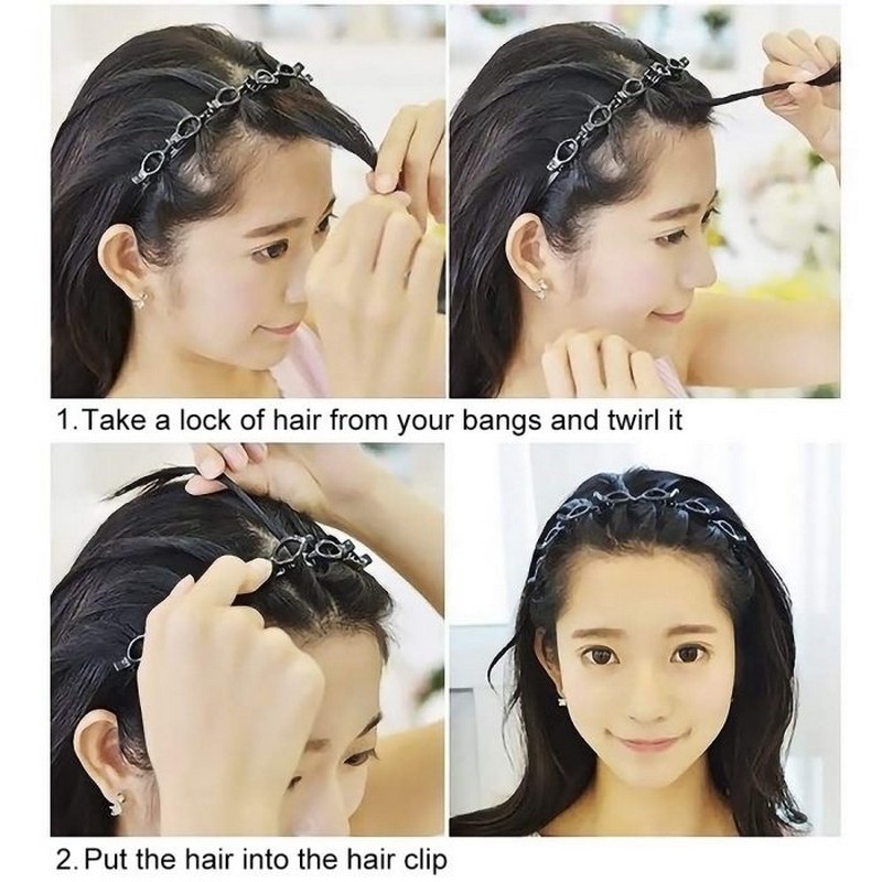 Hair Twister Band Double Bangs Hairstyle Hairband Hair Accessories (Pack of 2)