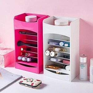 Cosmetic Storage Organizer Multi Layer Adjustable Rack Holder with Drawer for Nail Polish, Lipstick, Brushes