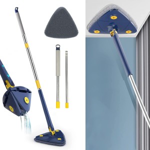 Rotatable Adjustable Cleaning Mop, Stainless Steel Handle Multifunctional Wet and Dry Mop for Floor/Ceiling/Wall