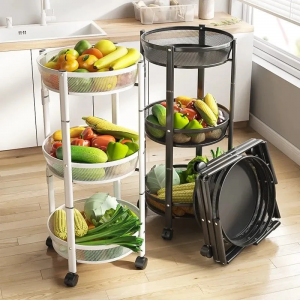 3 Layer Foldable Kitchen Trolley Collapsible Vegetable Fruit Rack