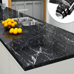 (Pack of 2 Rolls) 3D Black Marble Self Adhesive Sheet 60cm X 200cm