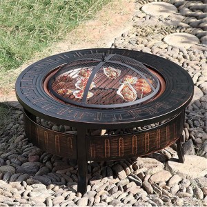 Fire Pits For Garden Wood Burning Cast Iron Firepit Round Fire Bowl Grill, Outdoor Garden Terrace Barbecue