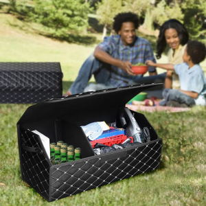 Portable Car Trunk Organizer Box Large Capacity Multiuse Tools Storage Bag Stowing Tidying Leather Folding