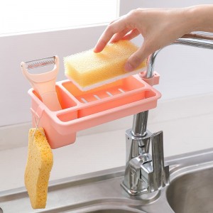 Kitchen Sink Faucet Sponge Soap Holder Drain Rack