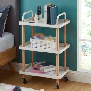 3-Tier Kitchen Storage Trolley, Kitchen Multi-function Rolling Cart Storage Rack Aesthetic Room Decor