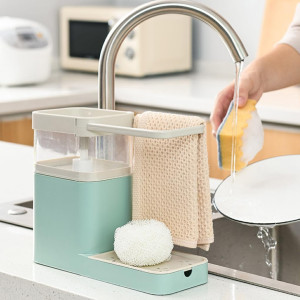 Kitchen Sink Soap Dispenser and Sponge Holder, Soap Dispenser Sponge Scrubber Holder Case
