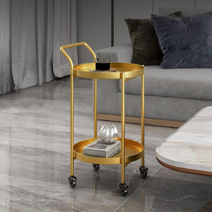 Coffee Table Removable Tea Table Cart, Simple Bedside Storage Table Gold