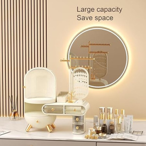 Countertop Portable Cosmetic Organizer Makeup Storage Organizer Box with Jewelry Shelf