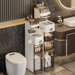 2,3,4 Layer Slim Organizer Cabinet Bathroom Standing Cabinet, Bathroom Floor Cabinet with Drawers
