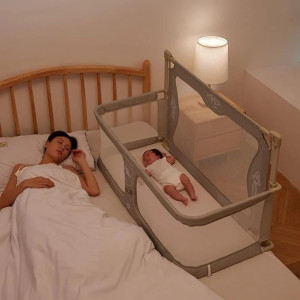 3 In 1 Baby Bed Without Mattress Breathable And Visible Mesh Window Sturdy Aluminum Alloy Bed Bracket For Baby Co-Sleeping
