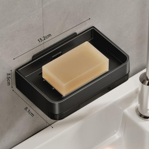 Wall-Mounted Soap Dish with Drain, Bathroom Holder for Soap and Sponges