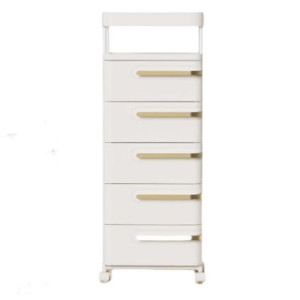 Multi-Tier Bedside Table Storage Cart with Drawers, Portable Rolling Organizer for Office, Bedroom, Living Room, and Bathroom