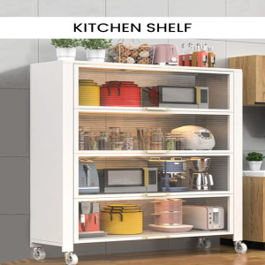 Kitchen Home Storage Organizer Cabinet Shelves with Doors & Wheels
