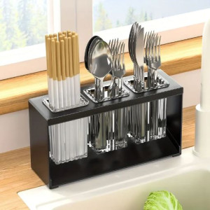 Multi-Functional Kitchen Utensils Organizer, Cutlery Chopstick Holder & Utensil Compartments for Knives, Forks & Spoons