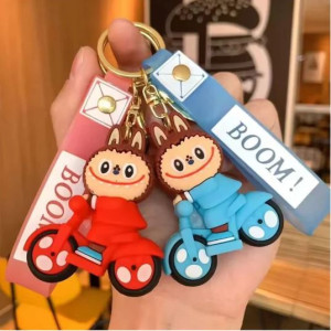 Labubu on Motorcycle Keychain – Cute Bag Charm Accessory